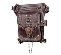 Riñonera medieval de piel sintética para la cintura, bolsa steampunk, bolsa de cinturón gótica steampunk para senderismo, viajes, hombres y mujeres, Marrón claro, Refer to description, Unisex