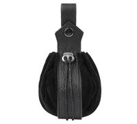 Riñonera medieval de piel sintética, portátil, retro, monedero, cubo para LARP, cosplay de Halloween, monedero, monedero, monedero, Negro , Talla única
