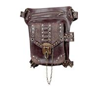 Riñonera medieval, estilo steampunk, de piel, vintage, para viajes, senderismo, niñas, mujeres y hombres, Brown, Riñonera medieval