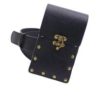 Riñonera medieval estilo vintage LARP renacentista, accesorios de disfraz para mujeres y hombres, de cuero, Riñonera negra