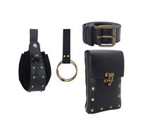 Riñonera medieval estilo vintage, riñonera LARP, accesorios de disfraz renacentista, para mujeres y hombres, accesorios de disfraz, Riñonera negra, Talla única, Mass Beauty