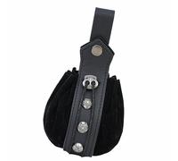 Riñonera medieval genuina, hecha para entusiastas de LARP, expediciones silvestres e incidentes orientados Funda de cuero PU medieval, Cuentas negras, Talla única