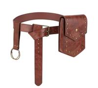 Riñonera Medieval renacentista de Cuero PU con cinturón de Hebilla de aleación, Bolsa de Cosplay Retro Vintage for Festival de Halloween