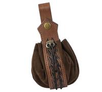 Riñonera medieval retro LARP, accesorios de disfraz renacentista, para mujeres y hombres, de cuero, riñonera medieval en relieve de piel sintética, marrón claro, Talla única, Mass Beauty