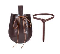 Riñonera medieval - Riñonera medieval - Bolsa portátil vintage renacentista con cordón - Riñonera para ocio, senderismo, cosplay, mujer y hombre, riñonera de piel -, Brown Fanny Pack Set, ver