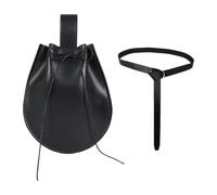 Riñonera medieval - Riñonera medieval - Bolsa portátil vintage renacentista con cordón - Riñonera para ocio, senderismo, cosplay, mujer y hombre, riñonera de piel -, Black Fanny Pack Suit, ver