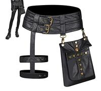 Riñonera Medieval Vintage - Accesorios de Disfraz Medieval Steampunk, Bolsillo de Piel para cinturón de Transporte, Soporte para teléfono móvil, Correa Ajustable