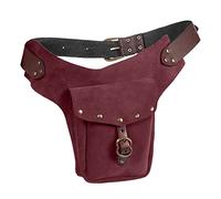Riñonera medieval vintage de piel, pequeña, de piel, deportiva, a la moda, para mujer, Red, Talla única