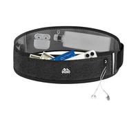 Riñonera mejorada para correr para mujeres y hombres, riñonera para corredores, soporte para teléfono, bolsa de cintura para entrenamiento, correr, accesorios de equipo de dinero, negro mate con una