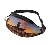 Riñonera Militar Hombre Atardecer En El Muelle De Huntington Beach Unisex Bolsa De Cintura Táctica Casual,Ligera Bolsos De Gimnasio para Bici Correr Entrenamiento 14X35Cm
