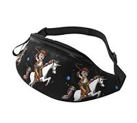 Riñonera Militar Hombre Gato Vaquero Montando Unicornio Unisex Riñonera Ajustable,Moda Bolsa De Cintura Táctica para Escalada Senderismo Camping 14X35Cm