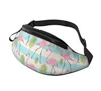Riñonera Militar Hombre Lindas Palmeras con Flamencos, Riñonera Viaje Multifuncional Riñonera Mujer Ajustable Bolsos Bandolera para Correr Bici Viajar