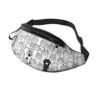 Riñonera Militar Hombre Pata De Perro Gato Unisex Bolsos De Gimnasio Multifuncional,con Cremallera Riñonera Deportiva para Correr Mujer Ciclismo 14X35Cm
