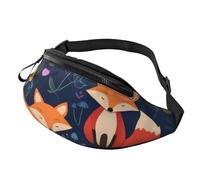 Riñonera Moda Bolso De Cintura Lindo Animal Zorro Flor Ajustable Riñoneras Viaje para Aptitud Ciclismo Escalada 14X35Cm
