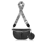 Riñonera Moda para Mujer y Hombre, Bolso Negro para Móvil con Monedero Desmontable, Bolso Bandolera Pequeño con Correa Ancha Ajustable y Extraíble