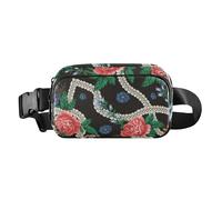 Riñonera moderna abstracta roja y negra para hombres y mujeres, gran capacidad, con correa ajustable para ciclismo, senderismo, gimnasio, Abstracto rojo y negro, 1 Size