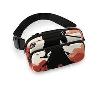 Riñonera moderna con estampado samurai de sarga de gran capacidad, un artículo imprescindible para viajes con manos libres, Samurai, 20x13cm