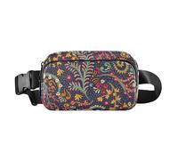 Riñonera moderna con mandalas florales sin costuras para mujeres, hombres, adolescentes, mini bolsa de viaje esencial con correa ajustable para viajes, correr, senderismo, mandalas florales sin