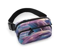 Riñonera moderna de sarga de gran capacidad con estampado artístico de delfines, un artículo imprescindible para viajes con manos libres, Arte de delfines, 20x13cm