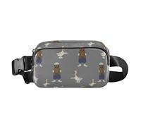 Riñonera moderna para hombres y mujeres, gran capacidad, con correa ajustable para viajes, correr, senderismo, patrón sin costuras, oso marrón grande, azul, Patrón sin costuras Big Brown Bear Blue,