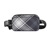 Riñonera moderna para mujeres, hombres, adolescentes, gran capacidad, ajustable, diseño a cuadros escoceses, azul y blanco, 8 x 5.3 x 2.3 pulgadas, retro, Buffalo Plaid Check Tartan Scotland Blue
