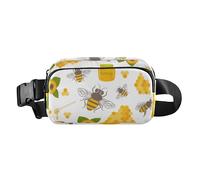 Riñonera moderna para mujeres y hombres, impermeable, con correa ajustable, para ciclismo, senderismo, gimnasio, abeja dulce, Sweet Honey Bee, talla única, Informal
