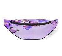 Riñonera morada con diseño de mariposa y orquídea para hombres, mujeres, niños y niñas, riñonera morada para deportes, senderismo, correr, bolsa de cinturón, color, M, Organizador de bolsas