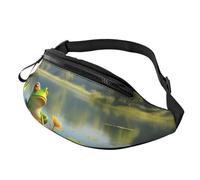 Riñonera Muchas Ranas Cantan En Las Ramas Mariposas De Verano Lago Agua Impreso Bolsa De Cintura Casual Fanny Pack Duradera Bolsos Bandolera para Camping Senderismo Viajes