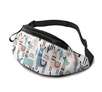 Riñonera Mujer Cacto Oveja Alpaca Unisex Riñonera Militar Hombre con Agujero De Auriculares,Moda Bolsos Bandolera para Senderismo Deporte Pasear A Perros 14X35Cm