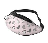 Riñonera Mujer Gato Lindo De Dibujos Animados Unisex Riñonera Deportiva Moda,Ajustable Riñonera Militar Hombre para Senderismo Fiesta Pasear A Perros 14X35Cm