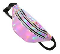 Riñonera Mujer Morada Impermeable de Cuero PU, Riñonera Neón Impermeable, Bolsa de Cinturón Holográfica Ajustable para Viajes, Festivales, Senderismo y Deportes, Moda Ligera y Brillante