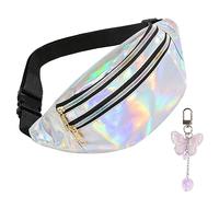 Riñonera multicolor con decoración de mariposa - Elegante para niña, mujer, niño, niños - Ideal para festival, plata, Taille unique pour tous, Elegante
