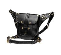 Riñonera multidirección, estilo medieval steampunk, para cosplay, estilo gótico, para uso diario, riñonera negra, negro, Talla única