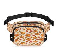 Riñonera multifunción con diseño de calabazas y hojas de otoño para viajes, deportes, correr, riñonera, bolsa de cinturón para mujeres, hombres, niños y niñas, color, XL, Organizador de bolsas