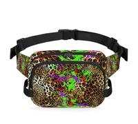 Riñonera multifunción con diseño de calavera de árbol, piel de leopardo, para viajes, deportes, correr, riñonera, riñonera, bolsa de cinturón para mujeres, hombres, niñas y niños, color, XL,