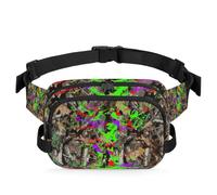 Riñonera multifunción con diseño de calavera de camuflaje abstracto para viajes, deportes, correr, riñonera de árbol de calavera para mujeres, hombres, niñas y niños, color, XL, Organizador de bolsas