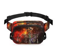 Riñonera multifunción con diseño de calavera y galaxia espacial para viajes, deportes, correr, nebulosa de galaxia, riñonera, bolsa de cinturón para mujeres, hombres, niñas y niños, color, XL,