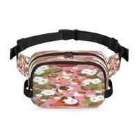 Riñonera multifunción con diseño de conejillos de indias, flores y fresas, para viajes, deportes, correr, riñonera, bolsa de cinturón para mujeres, hombres, niños y niñas, color, XL, Organizador de