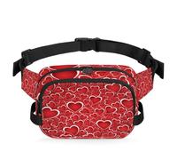 Riñonera multifunción con diseño de corazón rojo para el día de San Valentín, para viajes, deportes, correr, riñonera, riñonera, bolsa de cinturón para mujeres, hombres, niñas y niños, color, XL,