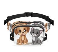 Riñonera multifunción con diseño de dibujos animados para perros y gatos, para viajes, deportes, correr, riñonera, bolsa de cinturón para mujeres, hombres, niños y niñas, color, XL, Organizador de
