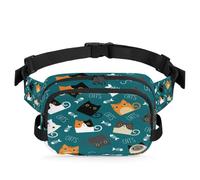 Riñonera multifunción con diseño de gatos de dibujos animados, para viajes, deportes, correr, gatito, gato, riñonera, bolsa de cinturón, para mujeres, hombres, niñas y niños, color, XL, Organizador de