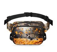 Riñonera multifunción con diseño de hojas voladoras de otoño, para viajes, deportes, correr, riñonera de perro, riñonera para mujeres, hombres, niñas y niños, color, XL, Organizador de bolsas