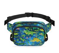 Riñonera multifunción con diseño de nebulosa de dinosaurio, para viajes, deportes, correr, riñonera divertida de dinosaurio, riñonera, bolsa de cinturón para mujeres, hombres, niñas y niños, color,