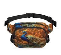 Riñonera multifunción con diseño de pavo real para viajes, deportes, correr, riñonera, bolsa de cinturón para mujeres, hombres, niñas y niños, color, XL, Organizador de bolsas