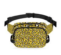 Riñonera multifunción con estampado de leopardo amarillo para viajes, deportes, correr, riñonera con patrón de leopardo, bolsa de cinturón para mujeres, hombres, niñas y niños, color, XL, Organizador