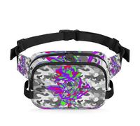 Riñonera multifunción de camuflaje gris para viajes, deportes, correr, camuflaje, calavera, rosa, riñonera, riñonera, bolsa de cinturón para mujeres, hombres, niñas y niños, color, XL, Organizador de