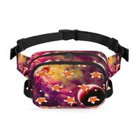 Riñonera multifunción de zorro para viajes, deportes, correr, estampado de galaxia, riñonera, riñonera, bolsa de cinturón para mujeres, hombres, niñas y niños, color, XL, Organizador de bolsas