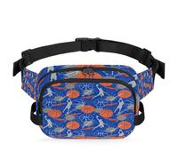 Riñonera multifunción para atletas de baloncesto, con fondo azul, para viajes, deportes, correr, pelota de baloncesto, riñonera, bolsa de cinturón para mujeres, hombres, niñas y niños, color, XL,