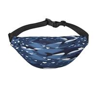 Riñonera multifuncional Blue Killer Whale, libera tus manos, cierre de cremallera, se puede cruzar y atar alrededor de la cintura, mochila de viaje para montañismo, correr, color negro, talla única,