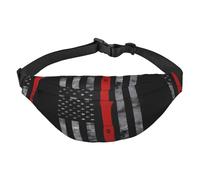 Riñonera multifuncional con bandera de línea roja de bombero, libera tus manos, cierre de cremallera, se puede cruzar y atar alrededor de la cintura, mochila de viaje de montañismo, color negro, talla
